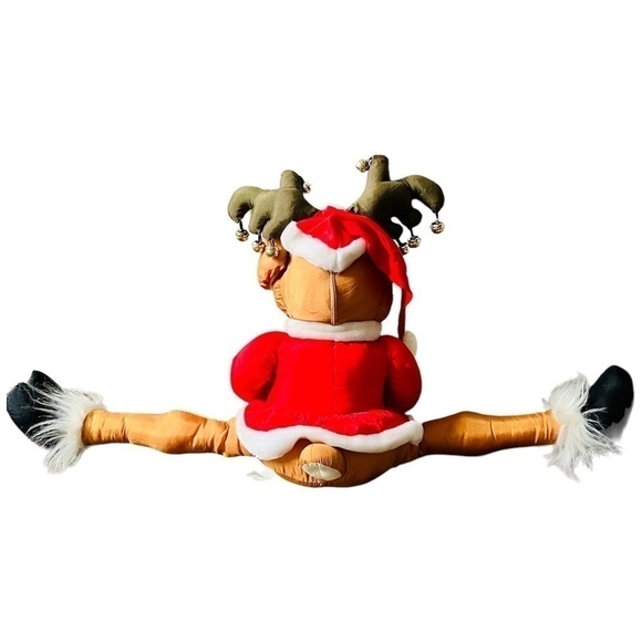 Vtg House of Loyd Shivers Reindeer Christmas Draft Stopper Nylon Parachute Plush - Picture 7 of 16